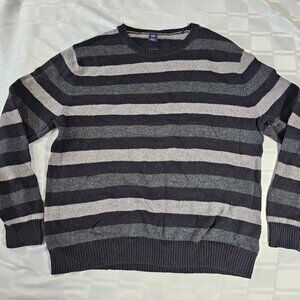 WOMEN'S GAP SWEATER SIZE XL BLACK AND WHITE STRIPE FASHION WEAR LONG SLEEVE